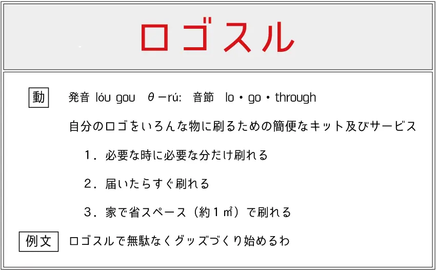 ロゴスルの意味-自分のロゴをいろんな物に刷るための簡便なキット及びサービス